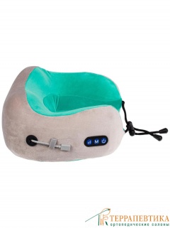 Фото: Дорожная подушка-подголовник для шеи с завязками Bradex, серо-зеленая