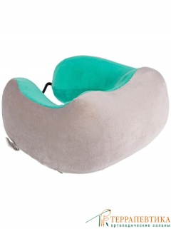 Фото: Дорожная подушка-подголовник для шеи с завязками Bradex, серо-зеленая