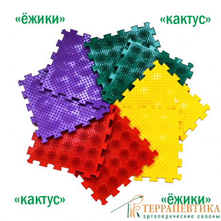 Фото: Набор ковриков-пазлов сборный с различным покрытием Лидер Полимер (4 шт)